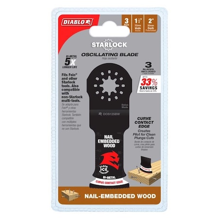 Diablo Diablo Starlock 1-1/4 in. W Bi-Metal Curved Contact Edge Oscillating Blade Nail-Embedded Wood 3 pk DOS125BW